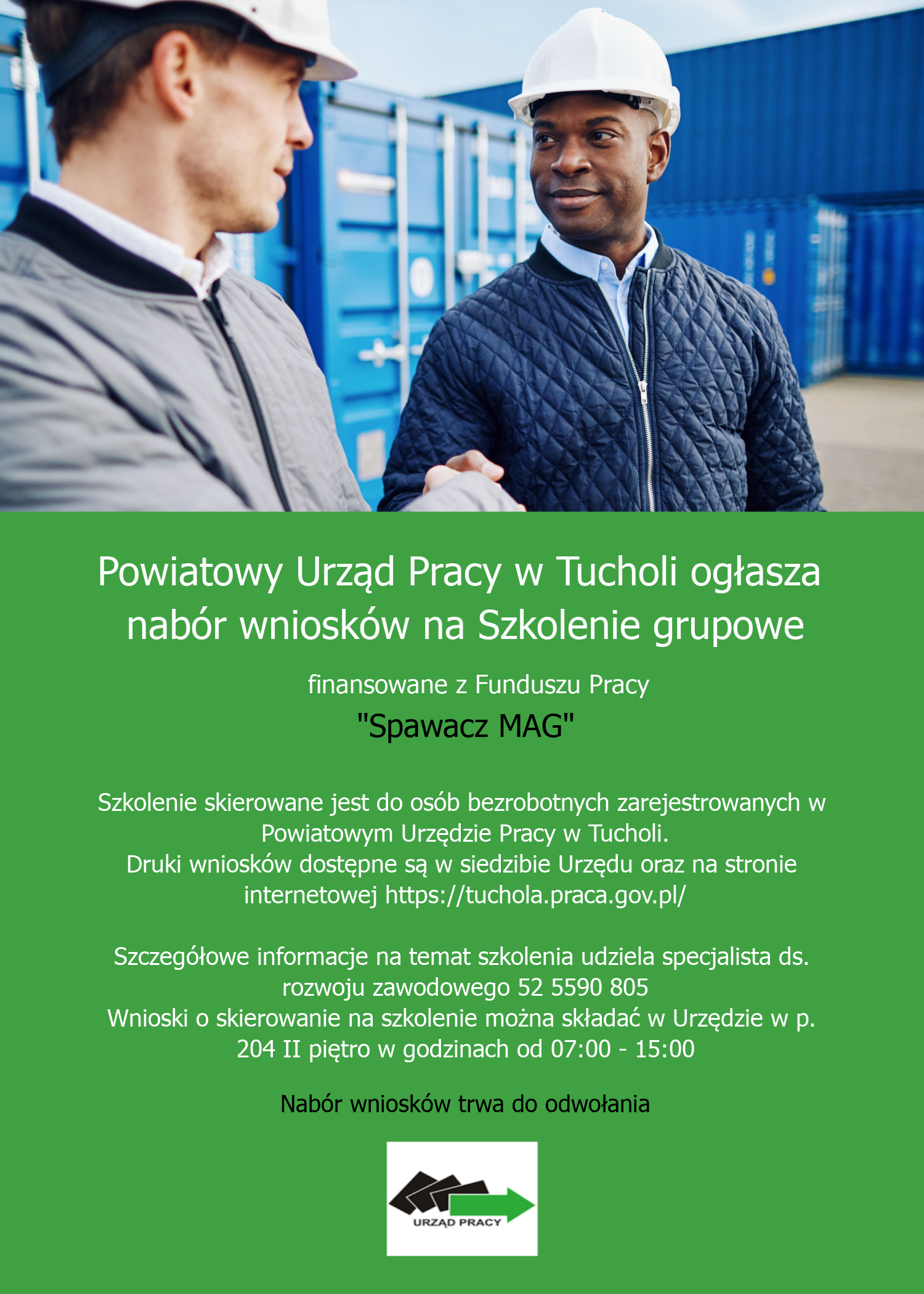 Plakat informujący o szkoleniu spawacza MAG 135